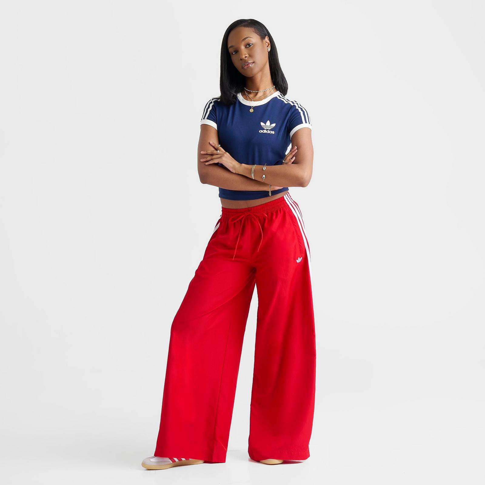 Women's adidas Originals Firebird Adilenium Woven Track Pants - Better Scarlet/White - view 2