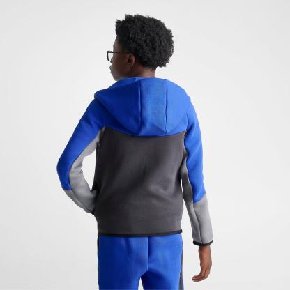 Big Kids' Nithtke Sportswear Tech Fleece Full-Zip Hoodie - Game Royal/Anthracite/Smoke Grey/Black
