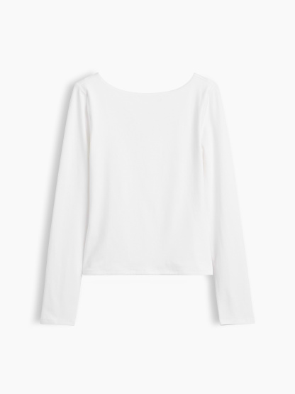 CloseKnit Jersey Scoop-Back T-Shirt - Fresh white