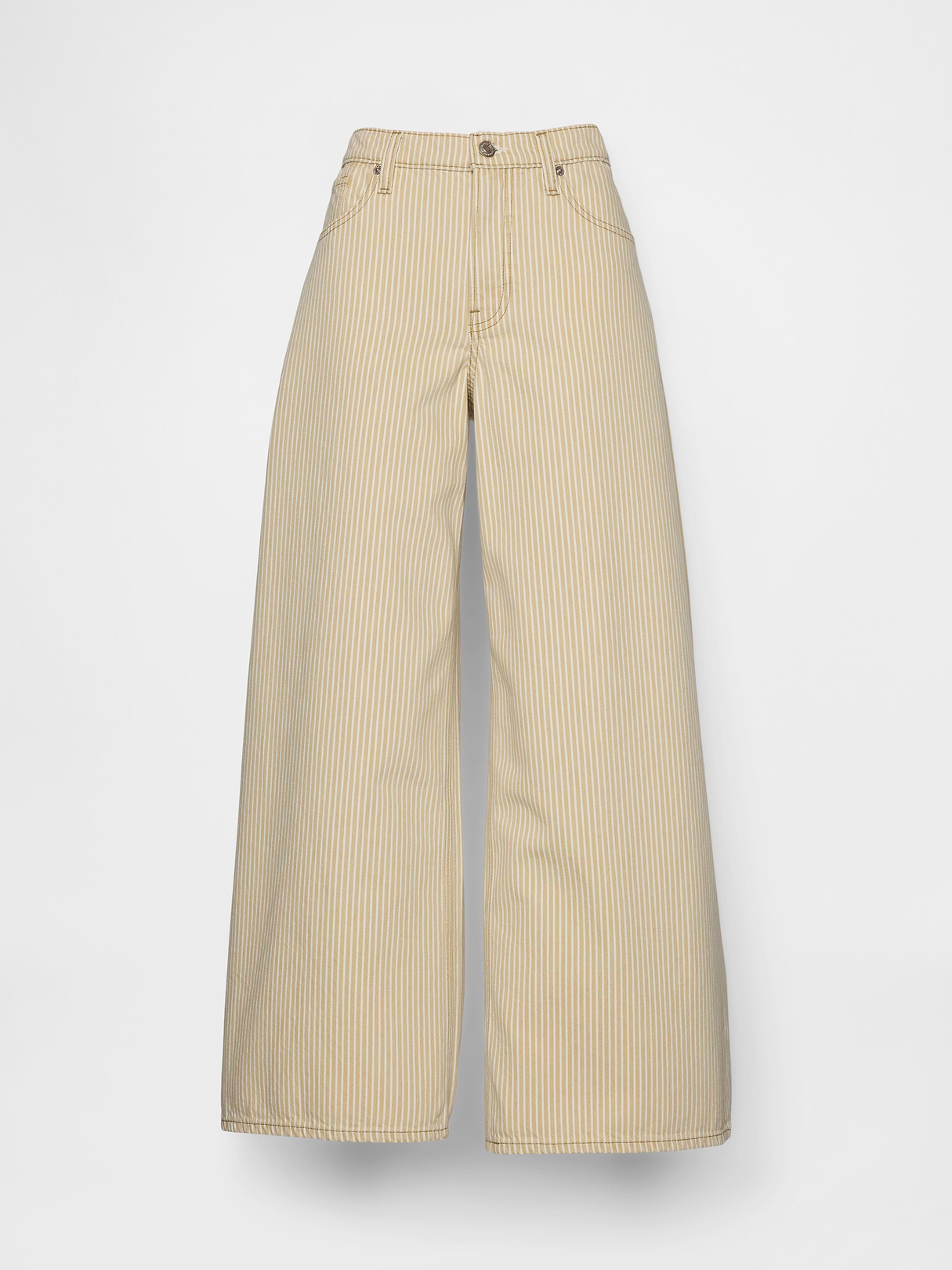 Low Slung Extra Baggy Jeans - Khaki tan stripe