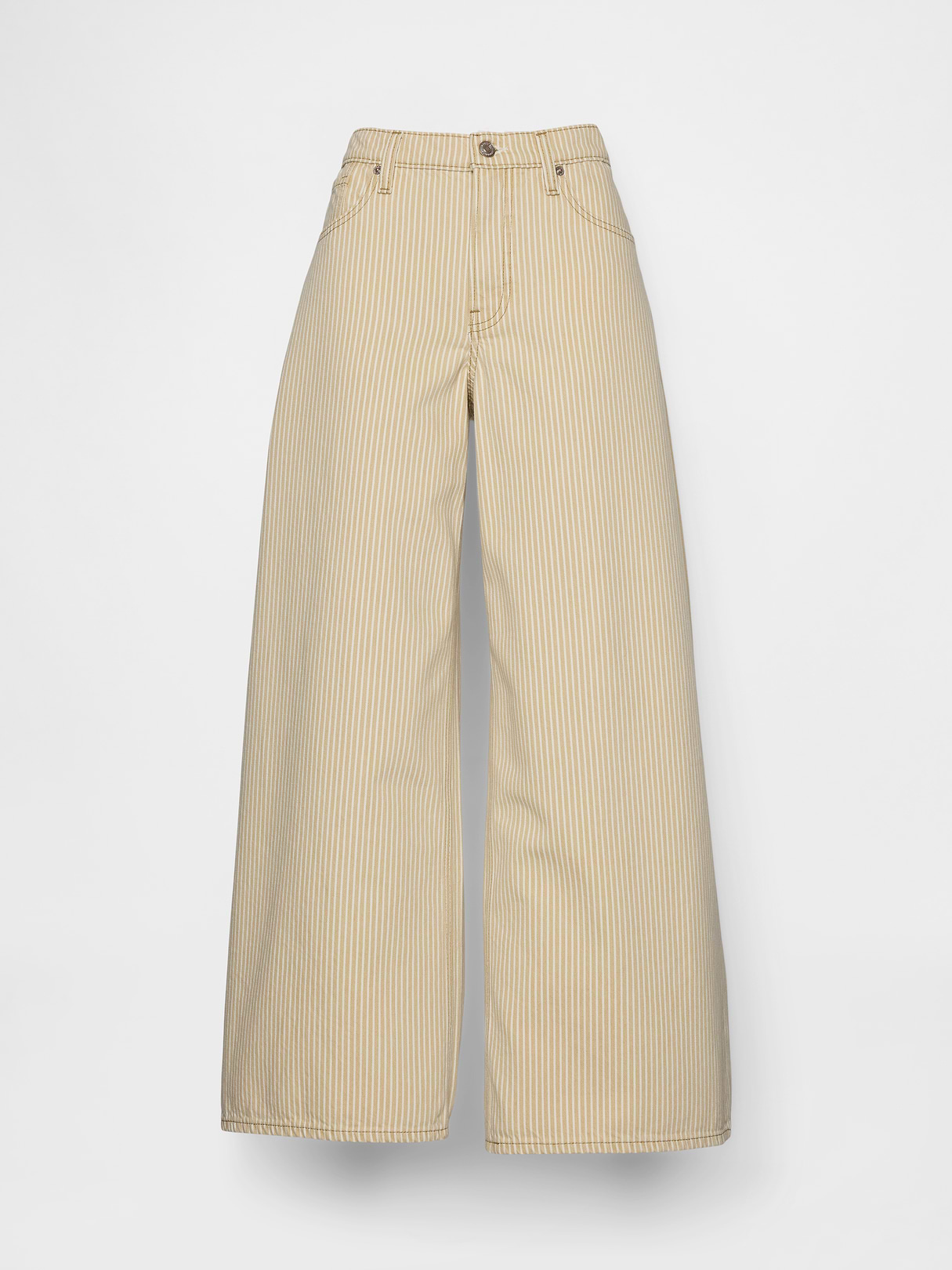 Low Slung Extra Baggy Jeans - Khaki tan stripe