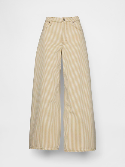 Low Slung Extra Baggy Jeans - Khaki tan stripe