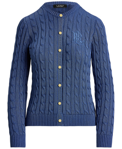 Lauren Ralph Lauren Women's Crewneck Buttoned Placket Cardigan Sweater - Inky Blue