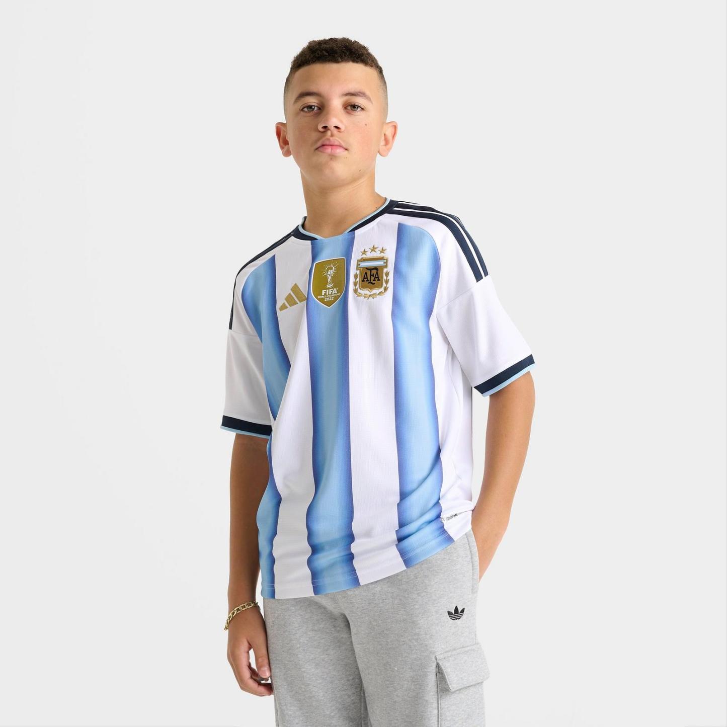 Big Kids' adidas Argentina Home Replica Soccer Jersey - White/Icey Blue/Light Blue - view 3