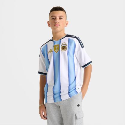 Big Kids' adidas Argentina Home Replica Soccer Jersey - White/Icey Blue/Light Blue - view 3