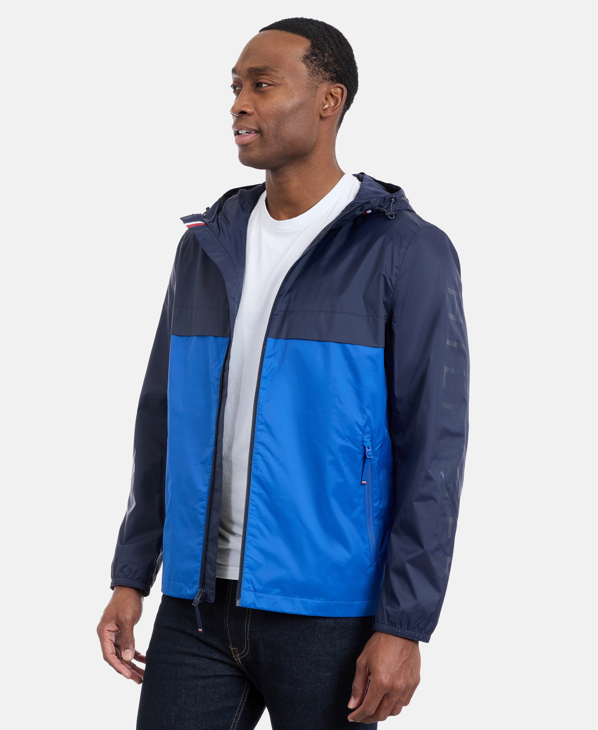 Tommy Hilfiger Men's Hooded Windbreaker Jacket - Navy/Blue