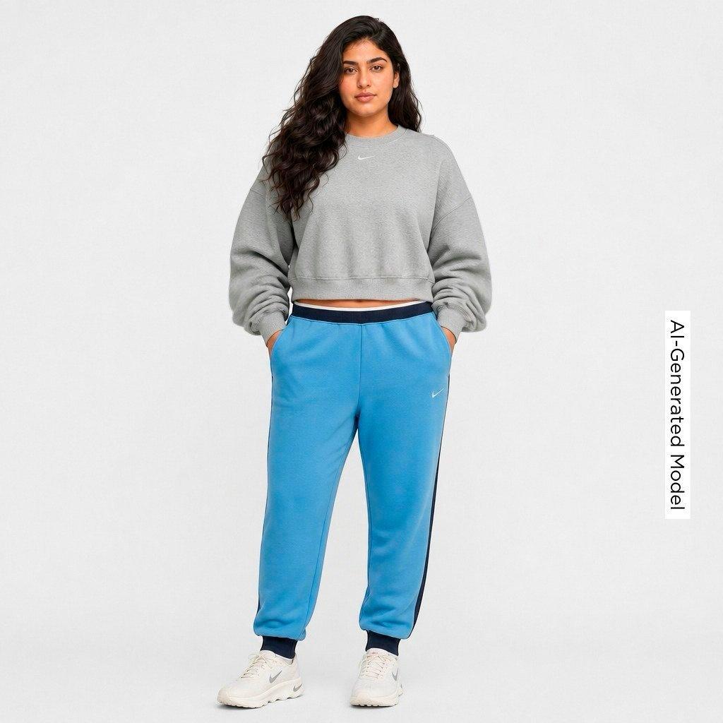 Women's Nithtke Studio Fleece Medium Weight Oversized Cropped Crewneck Sweatshirt - Dark Grey Heather/Sail
