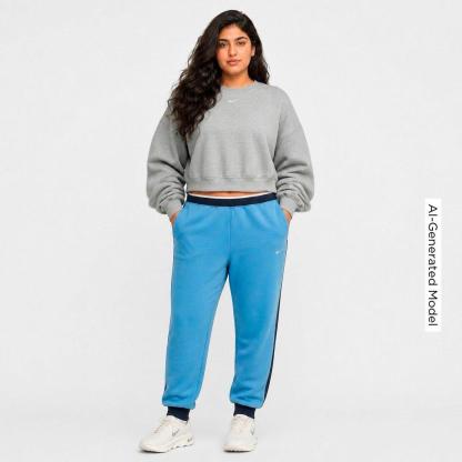 Women's Nithtke Studio Fleece Medium Weight Oversized Cropped Crewneck Sweatshirt - Dark Grey Heather/Sail