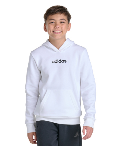 adidas Boys' 8-20 Long-Sleeve Essential Linear Hooded Sweatshirt - White