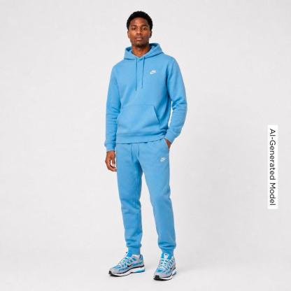 Men's Nithtke Club Fleece Premium Embroidered Pullover Hoodie - Part 2 - Football Blue/Football Blue/White