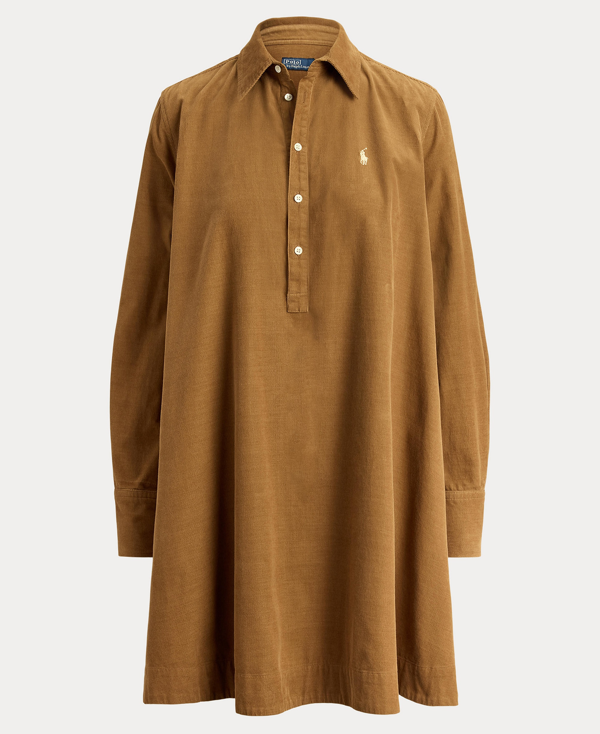 Polo Ralph Lauren Women's Corduroy Pleated Shirt Dress - Tan