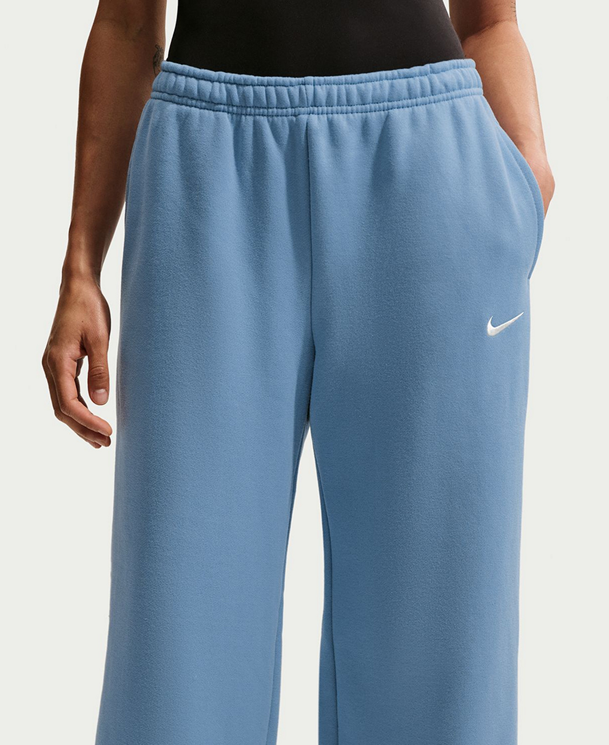 Nike Women's Studio Fleece Medium Weight Mid-Rise Wide-Leg Pants - Work Blue/Sail