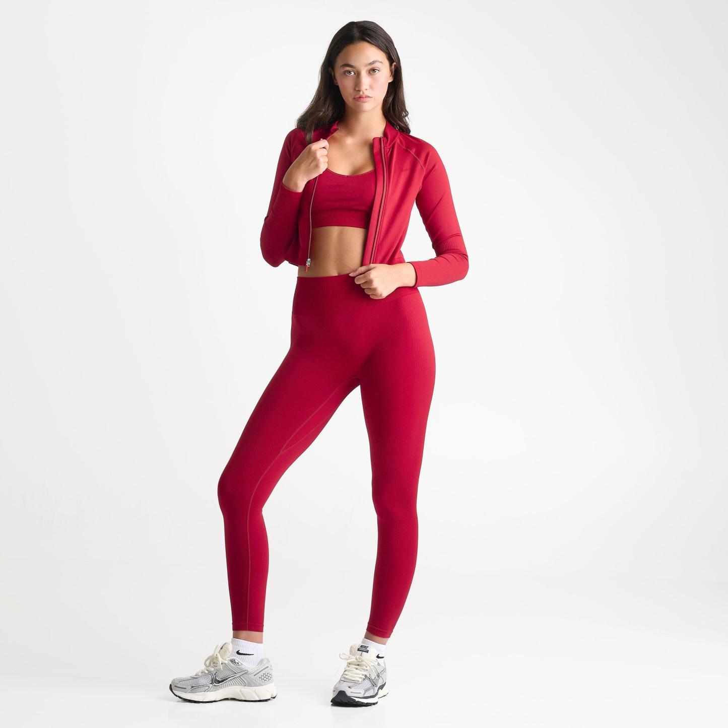 Women's Nithtke Pro Seamless Cropped Full-Zip Training Top - Tough Red