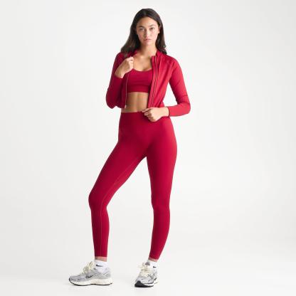 Women's Nithtke Pro Seamless Cropped Full-Zip Training Top - Tough Red