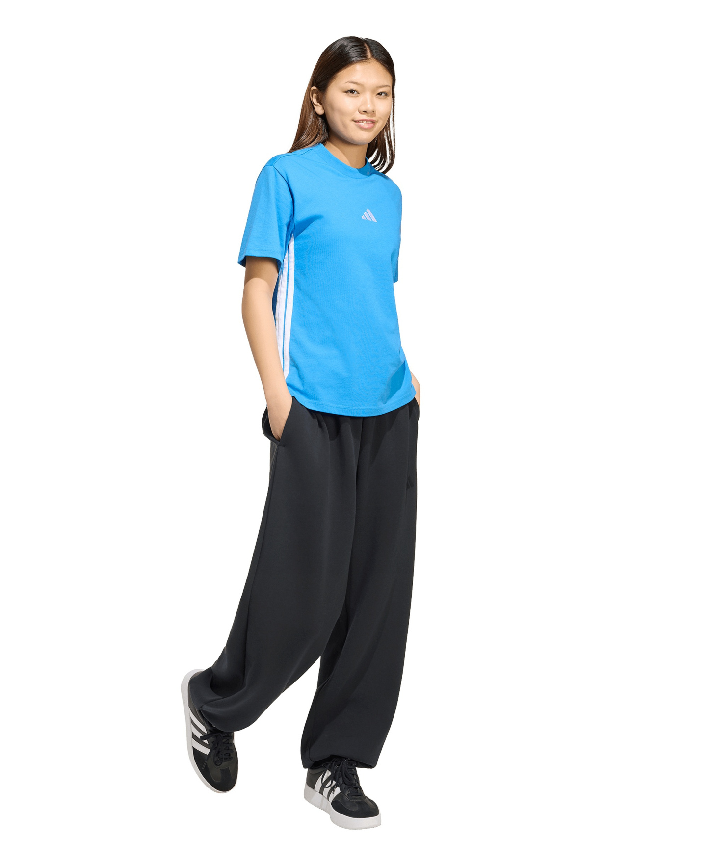 adidas Women's Essentials 3-Stripes Cotton T-Shirt - Ray Blue