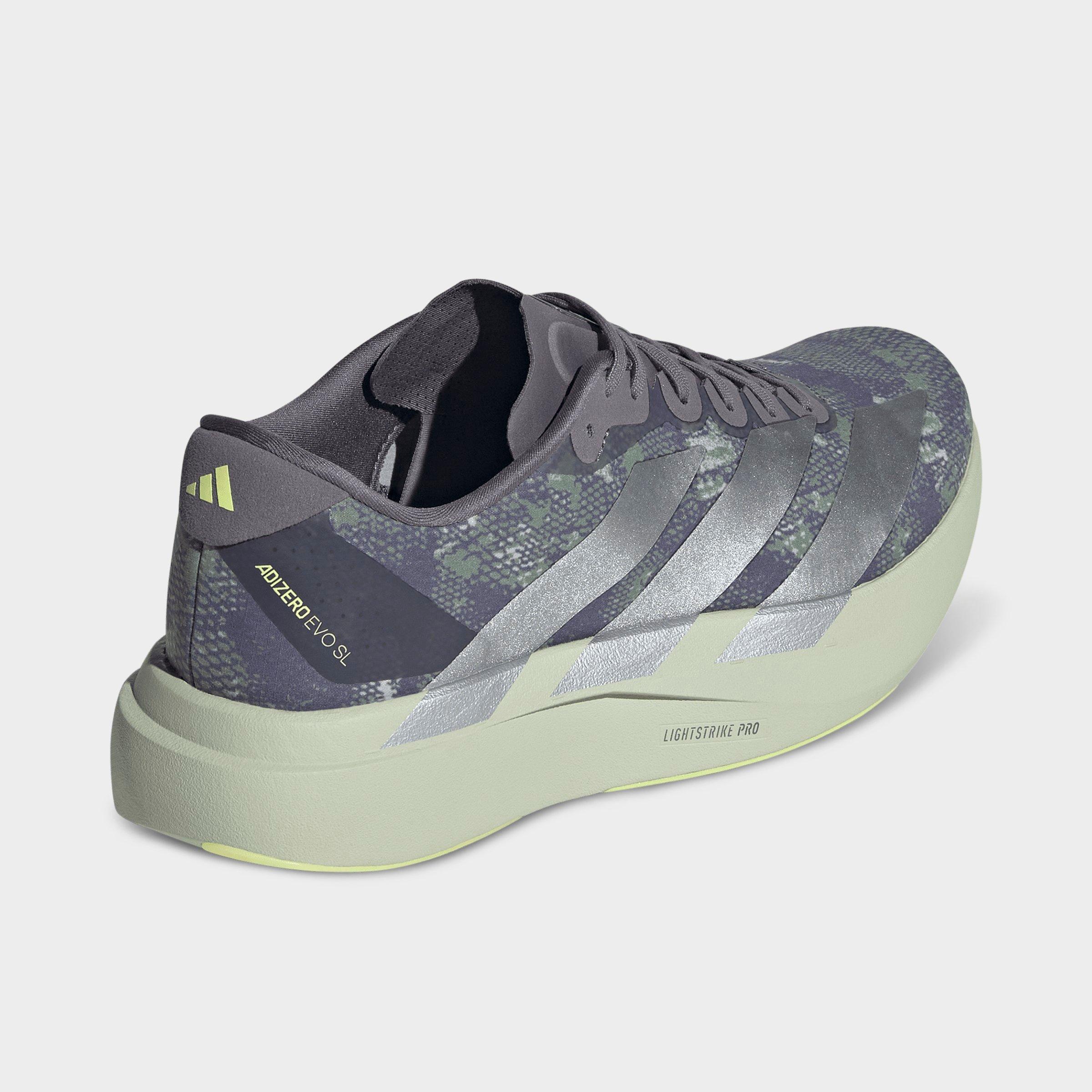 Men's adidas Adizero EVO SL Woven Running Shoes - Part 1 - Halo Green/Matte Silver/Semi Frozen Lemon - Back view