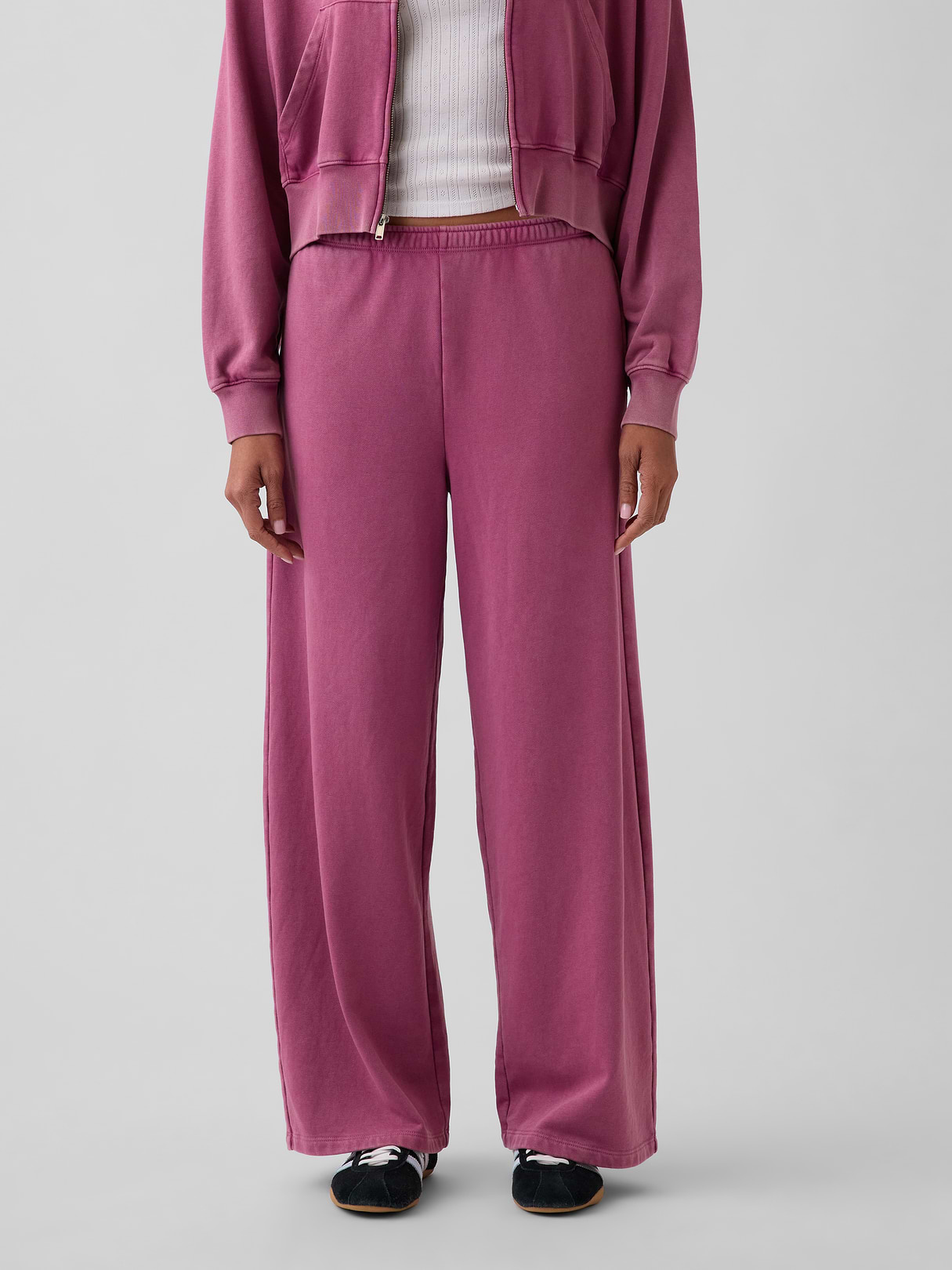 Mid Rise VintageSoft Terry Loose Sweatpants - Deep dahlia purple