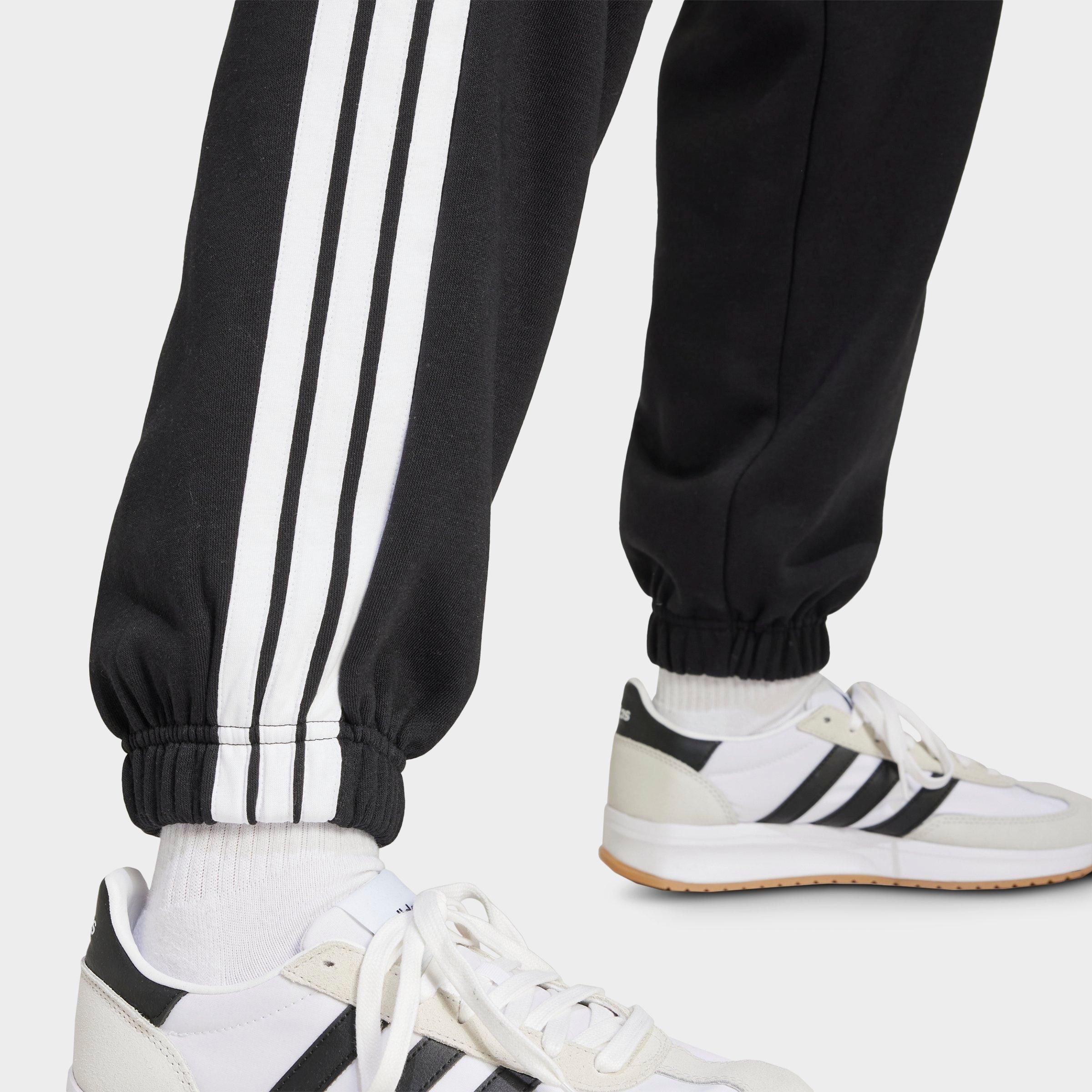 Women's adidas Essentials 3-Stripes Fleece Loose Pants - Black/White