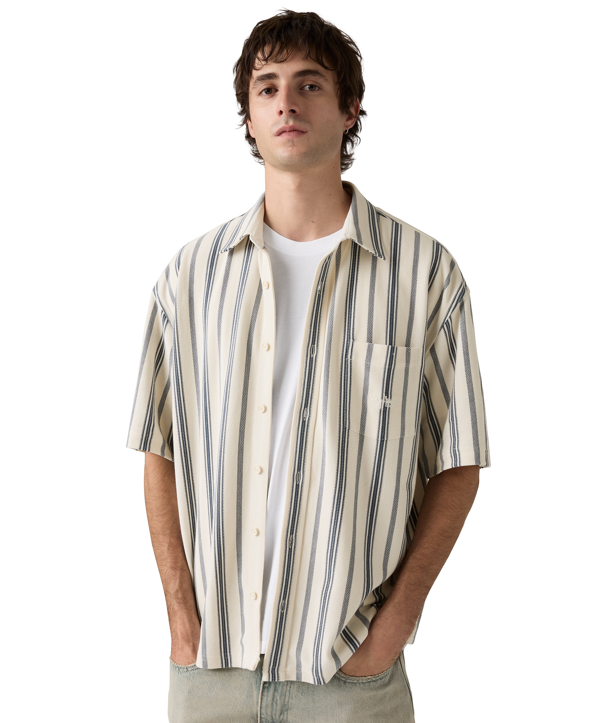 Levi's Men's Dawson Pique Stripe Shirt - Ivory