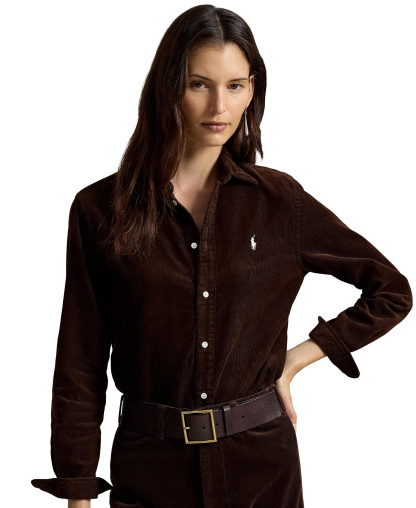 Polo Ralph Lauren Women's Classic-Fit Cotton Corduroy Shirt - Dark Brown
