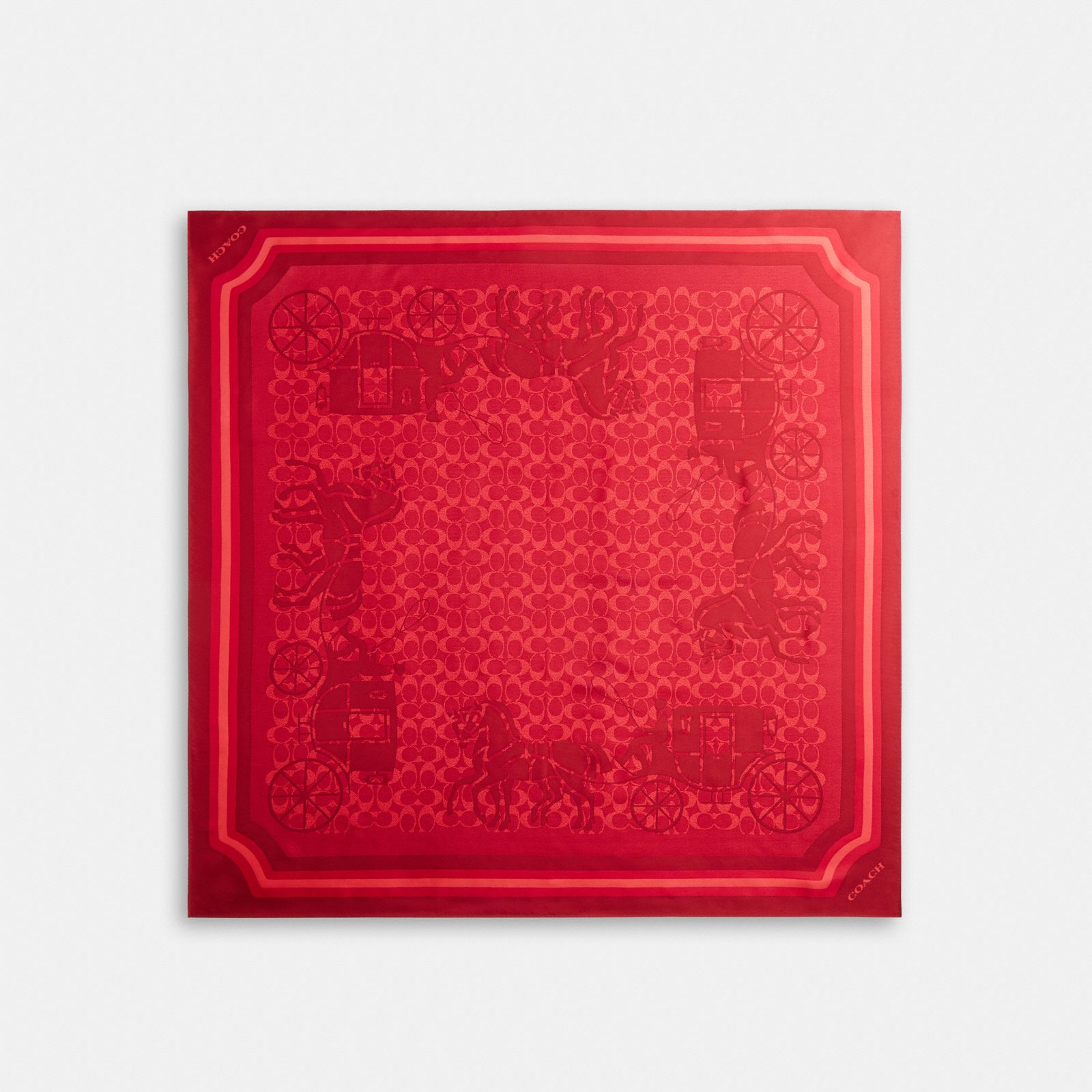 Signature Horse And Carriage Print Silk Square Scarf - Poppy