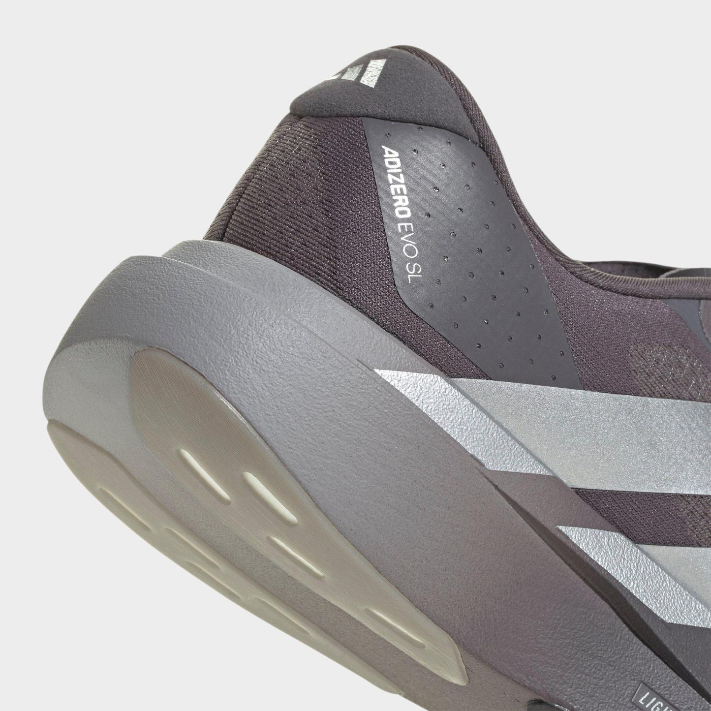 Men's adidas Adizero EVO SL Running Shoes - Part 1 - Grey Strata/Silver Metallic/Light Granite - Detail shot