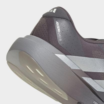 Men's adidas Adizero EVO SL Running Shoes - Part 1 - Grey Strata/Silver Metallic/Light Granite - Detail shot