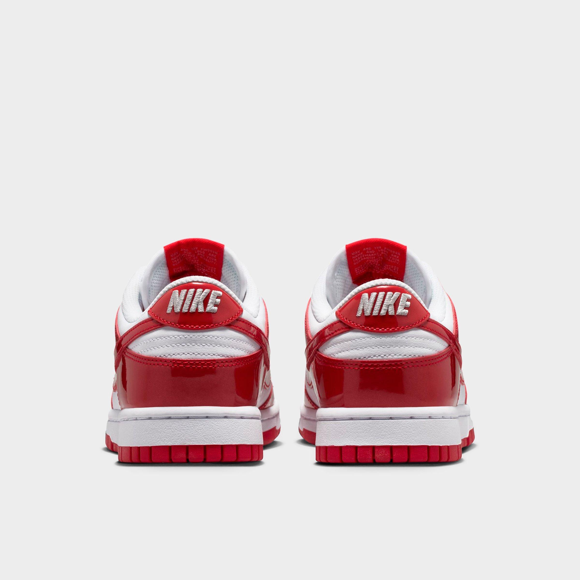 Women's Nithtke Dunk Low SE Casual Shoes - White/Metallic Silver/University Red - Back view