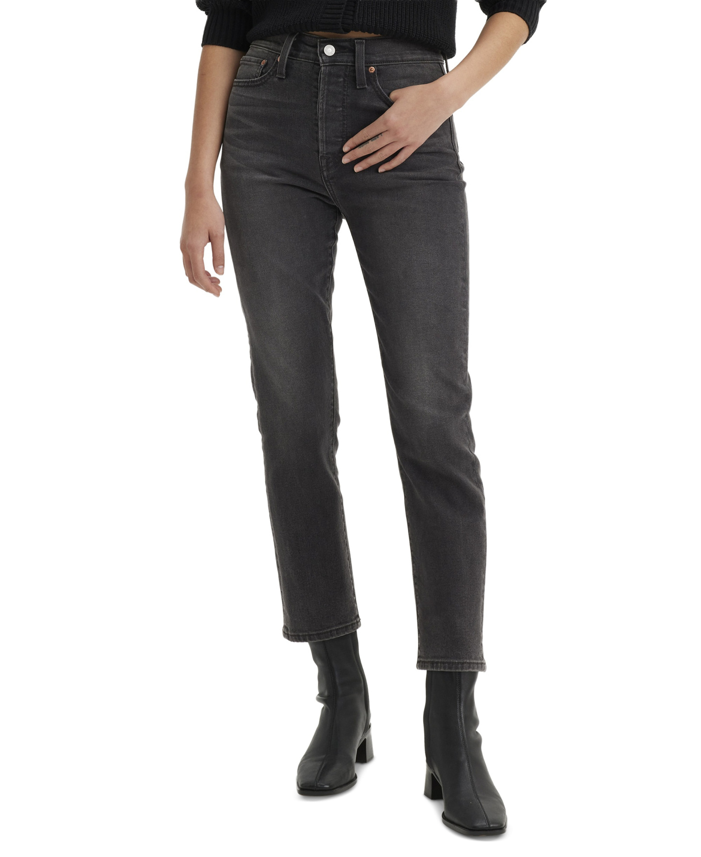 Levi's Women's Wedgie Straight-Leg High-Rise Cropped Jeans - Black