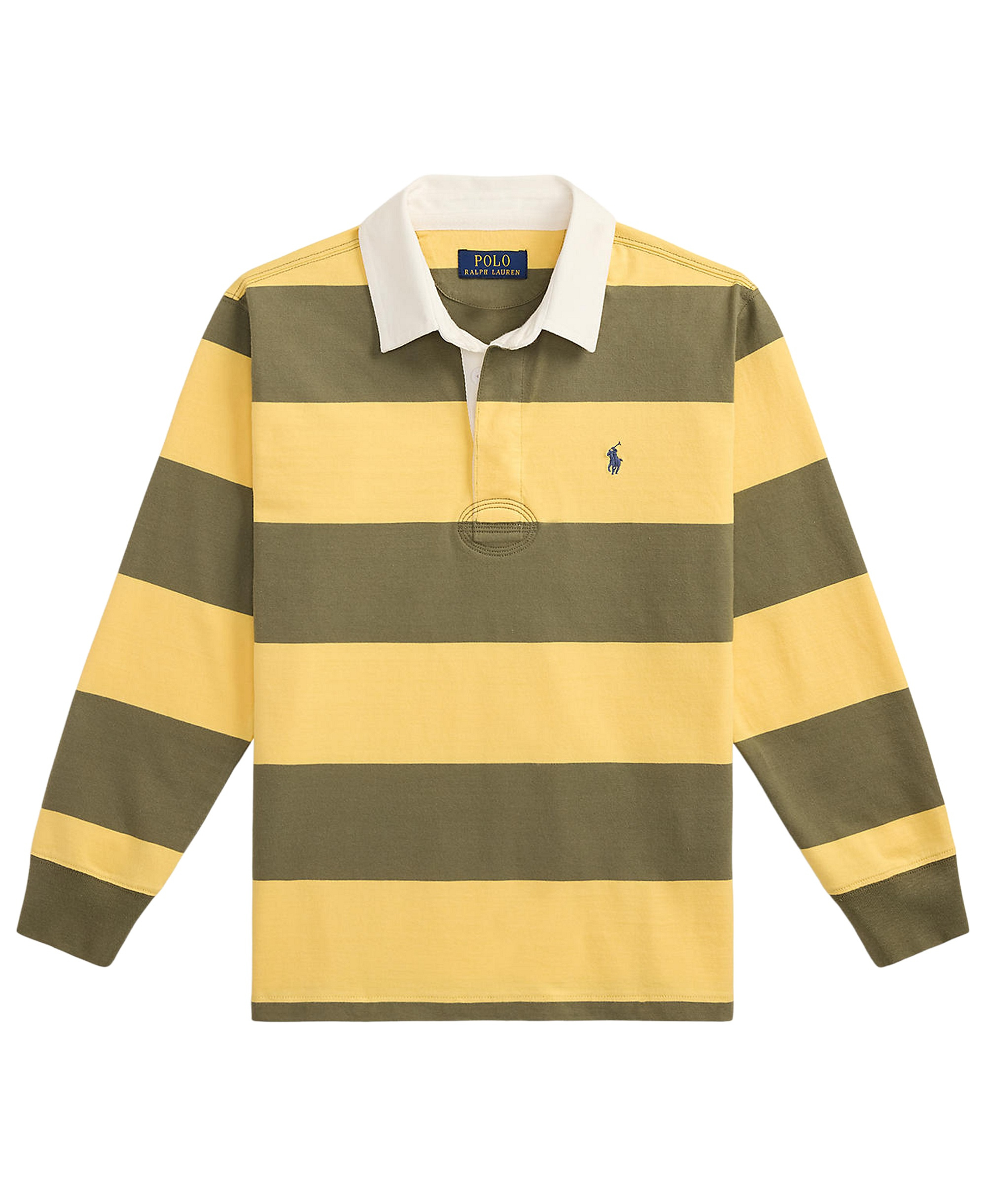 Polo Ralph Lauren Boys' 8-20 Iconic Long-Sleeve Rugby Shirt - Beach Yellow/Cruise Olive