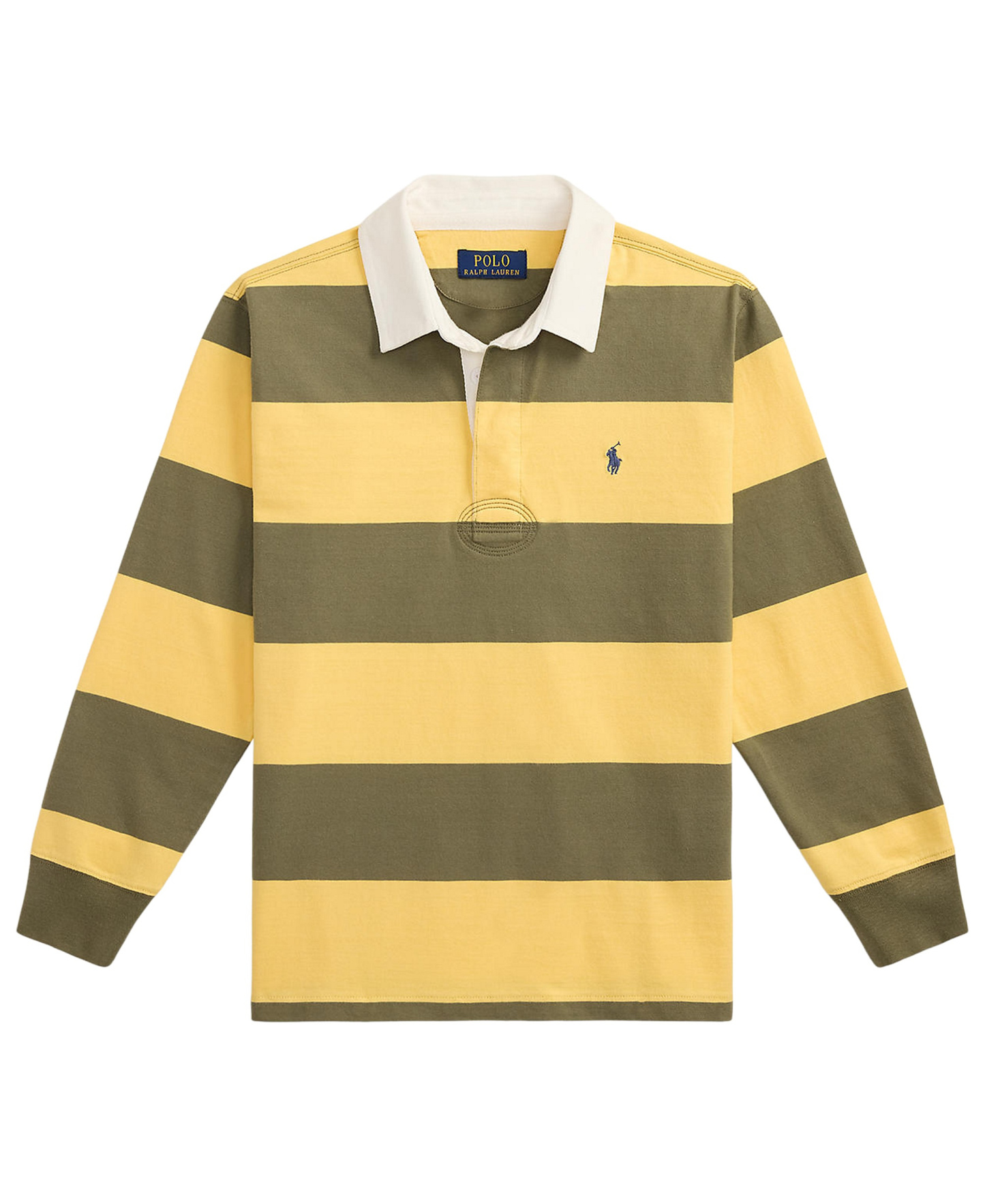 Polo Ralph Lauren Boys' 8-20 Iconic Long-Sleeve Rugby Shirt - Beach Yellow/Cruise Olive