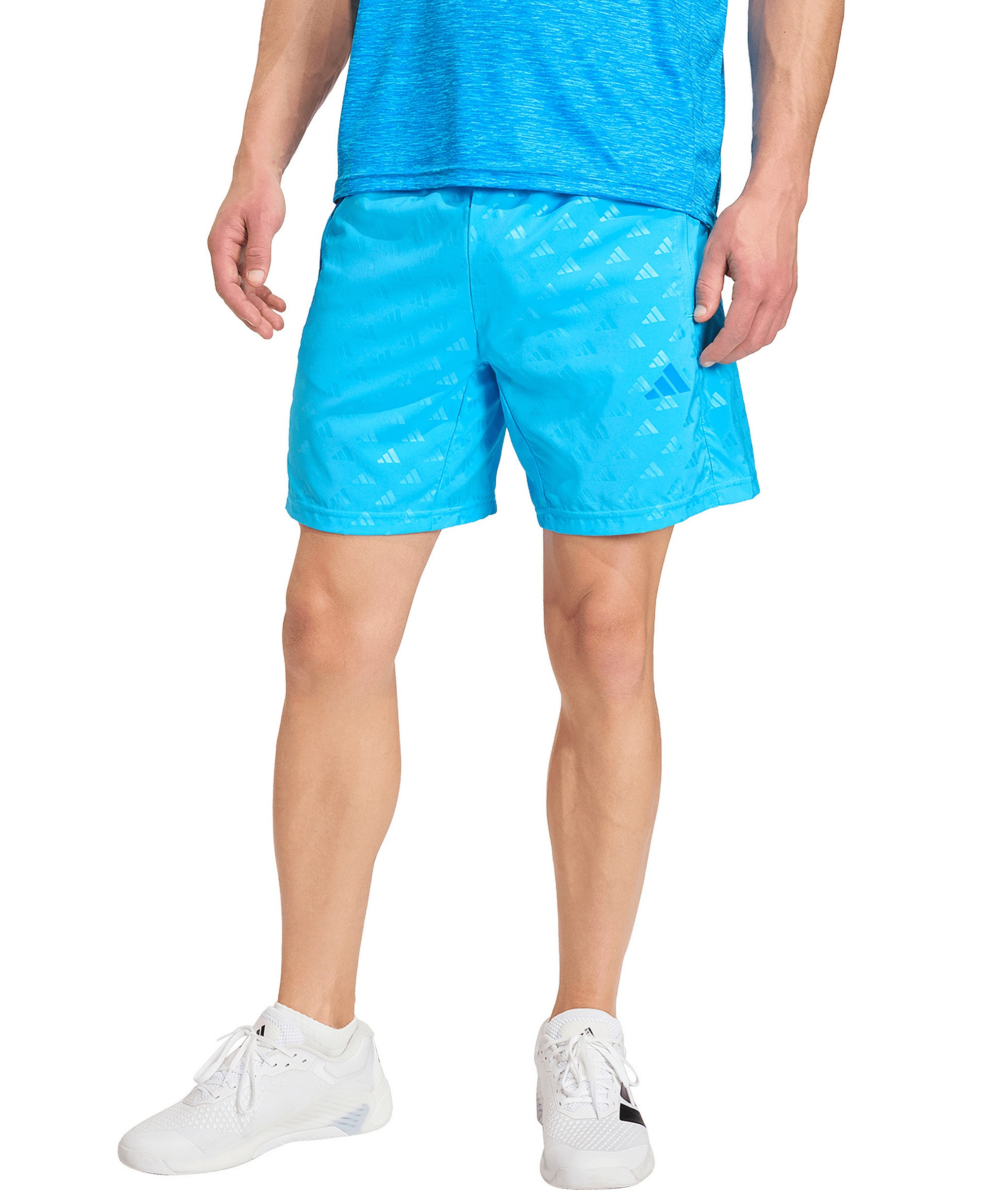 adidas Men's Workout Essentials Brandlove Woven Shorts - Aqua