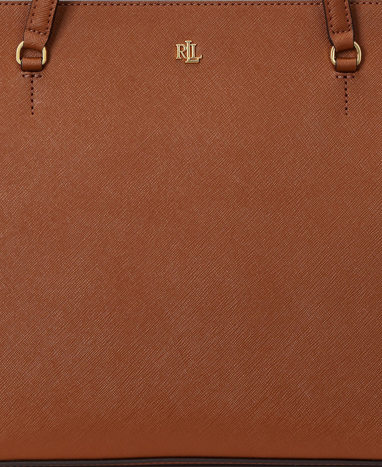 Lauren Ralph Lauren Crosshatch Leather Karly Medium Shopper Tote Handbag - Lauren Tan