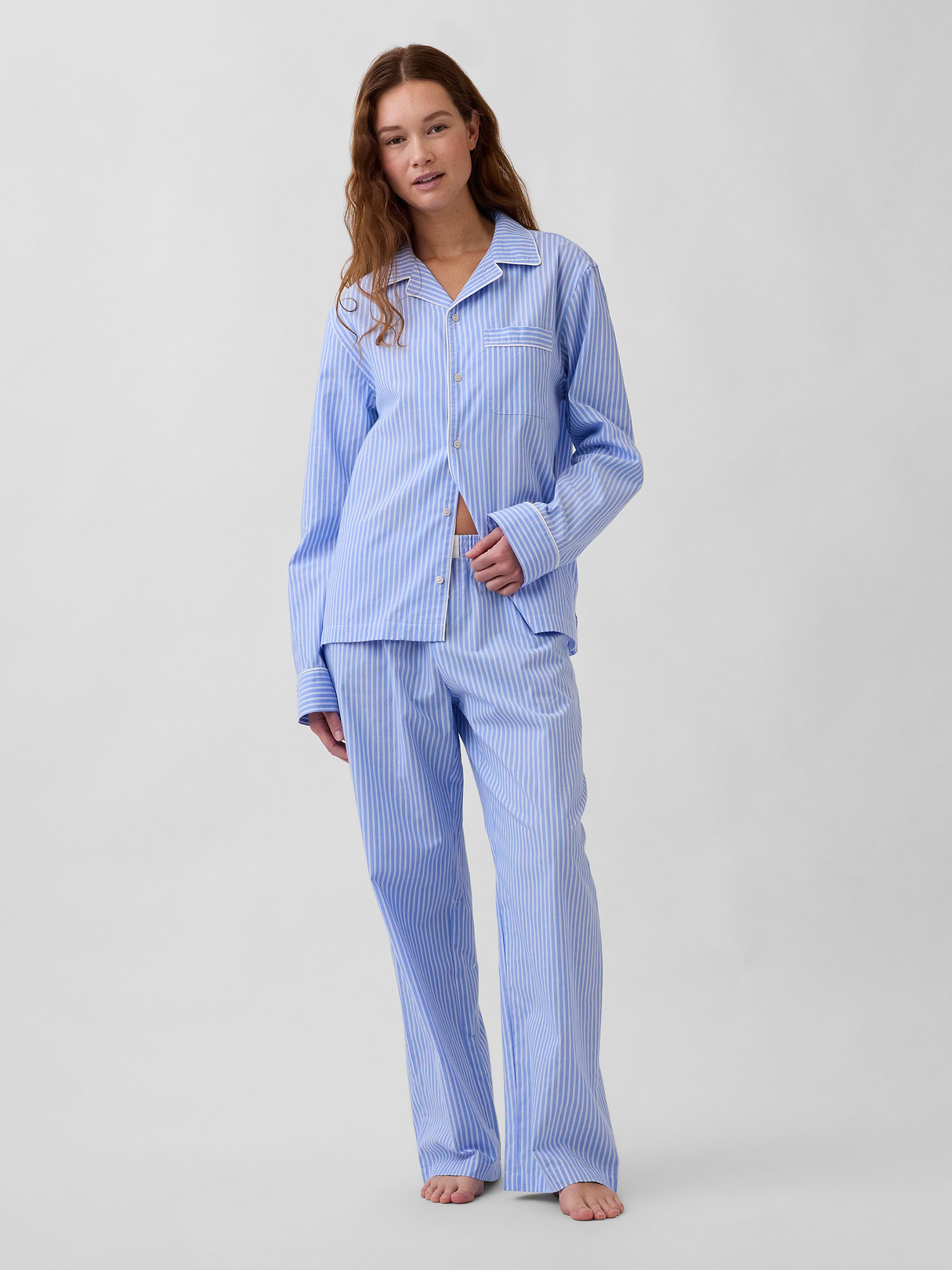 Poplin PJ Pants - Blue & white stripe