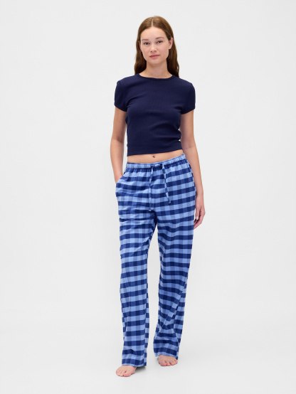 Adult Softest Flannel PJ Pants - Light indigo plaid