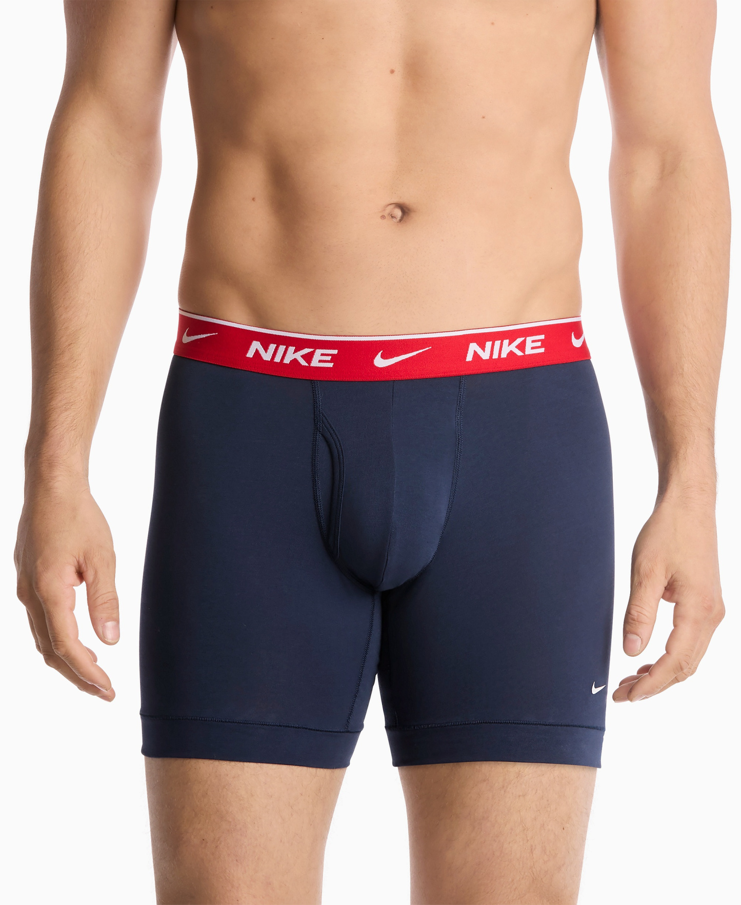 Nike Mens Dri-FIT Essential Cotton Stretch Boxer Briefs, 3-Pack - Obsidian/Cool Gray/Uni Red