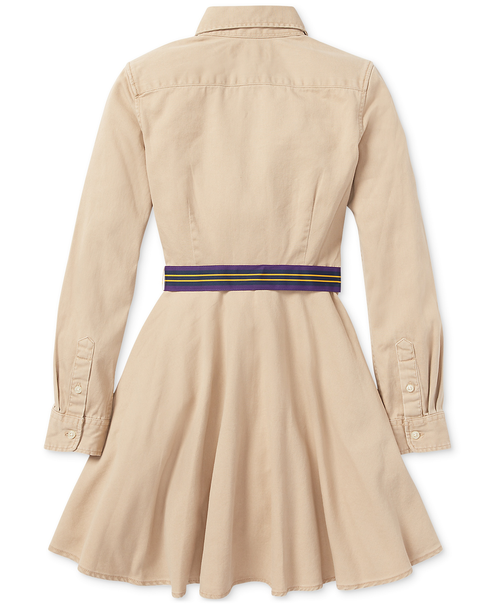 Polo Ralph Lauren Big Girls Belted Cotton Chino Shirtdress - Classic Khaki