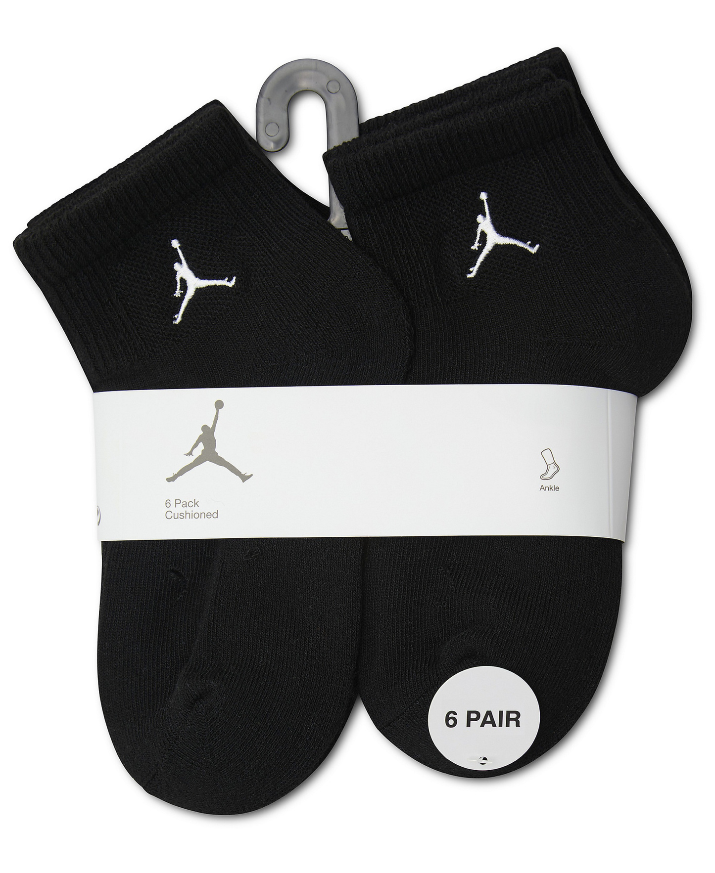 Jordan Boys' 7-11 Ankle Socks, 6-Pack - BLACK