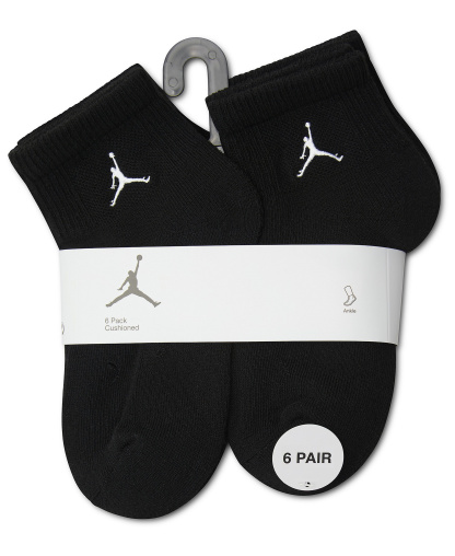 Jordan Boys' 7-11 Ankle Socks, 6-Pack - BLACK