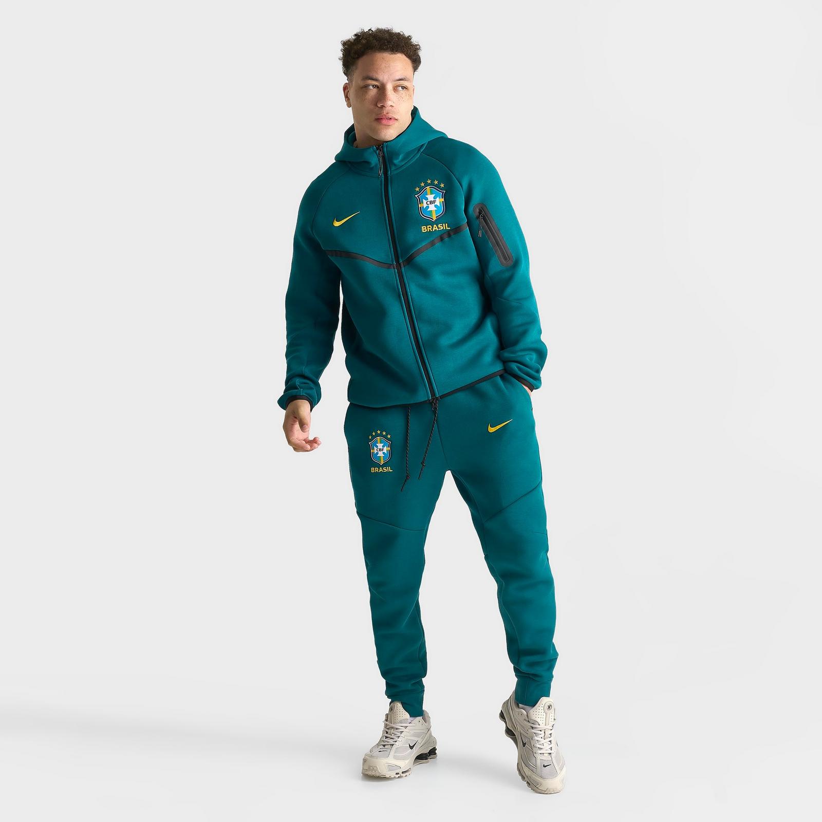 Men's Nike Brazil Soccer Tech Fleece Jogger Pants - Geode Teal/Midwest Gold