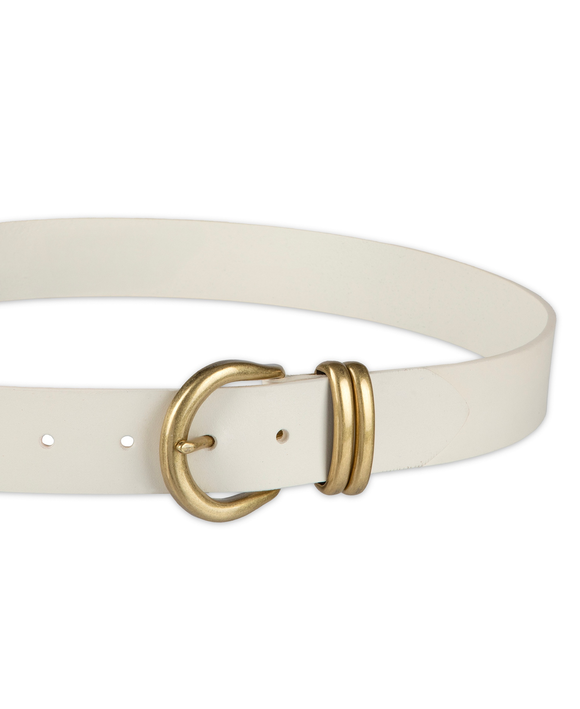 Levi's Women's Double Metal Loop Leather Belt - White