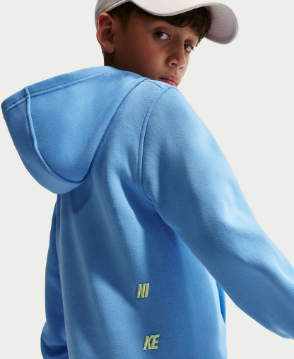 Nike Boys' and Girls' 7-20 Sportswear Club Long-Sleeve Hoodie - University Blue