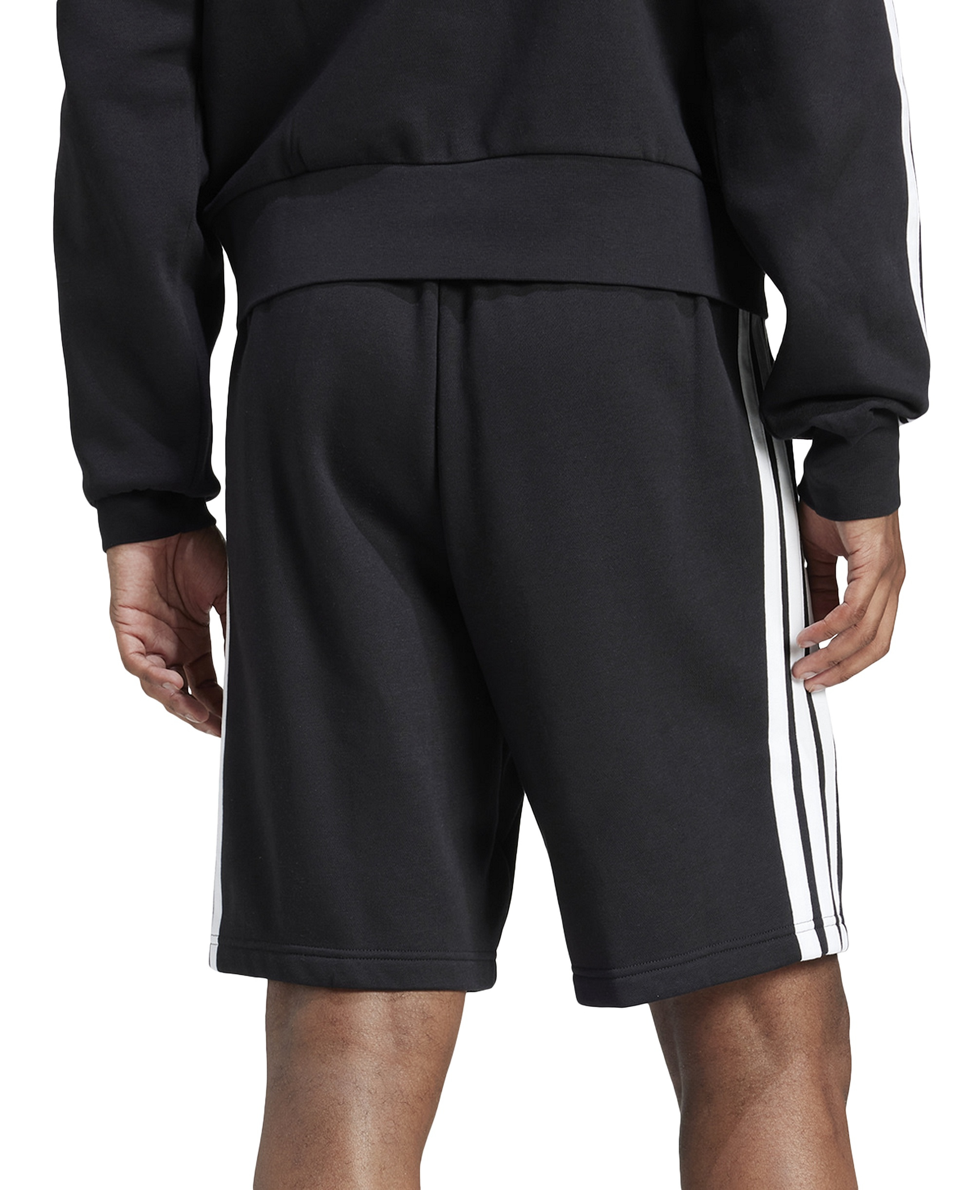 adidas Men's Essential Three Stripes Fleece Shorts - Black / Wht