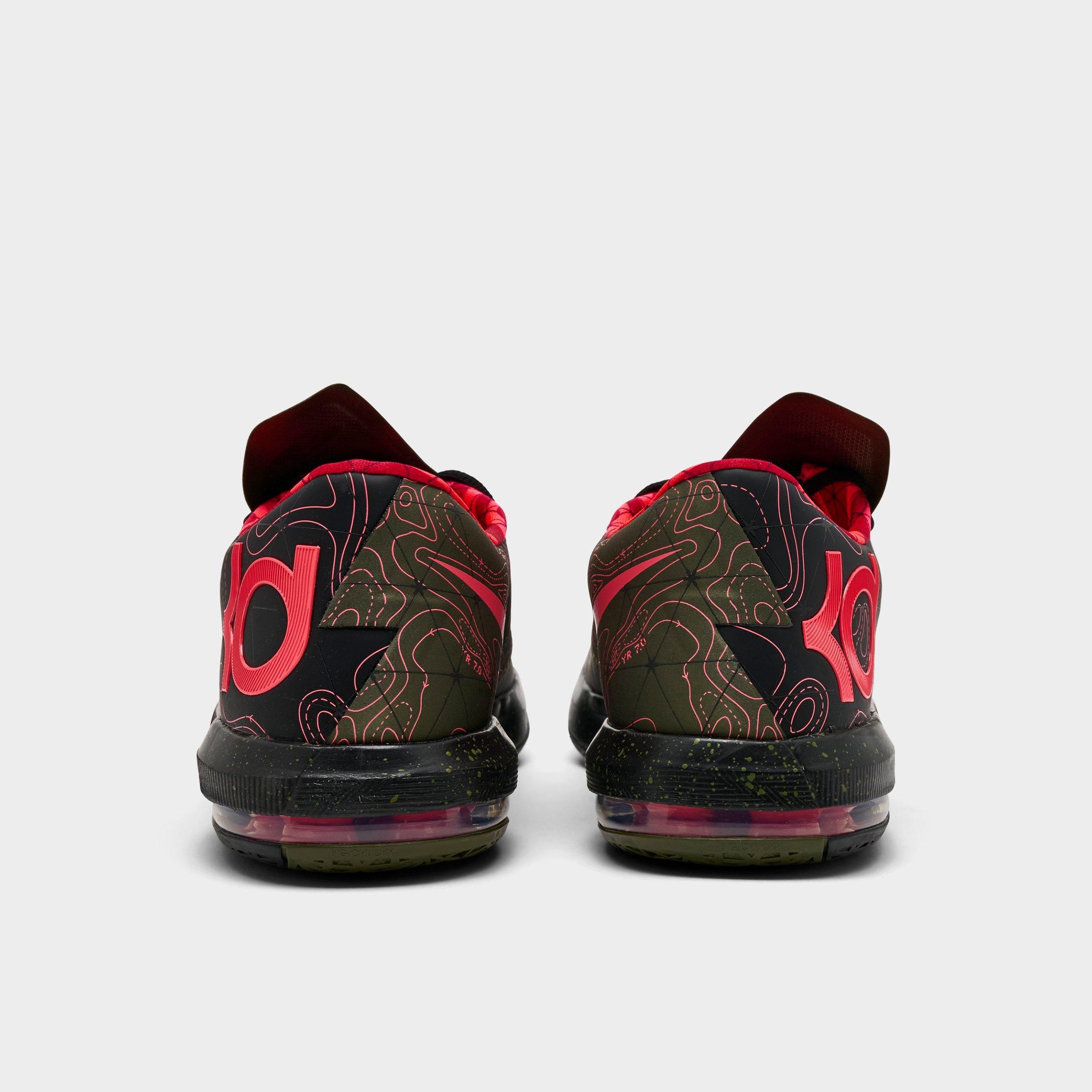Men's Nithtke KD 6 Basketball Shoes - Black/Atomic Red/Medium Olive/Noble Red - Back view