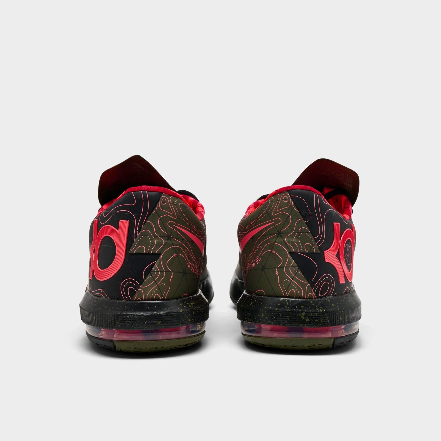Men's Nithtke KD 6 Basketball Shoes - Black/Atomic Red/Medium Olive/Noble Red - Back view