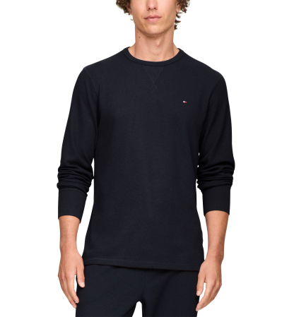 Tommy Hilfiger Men's Waffle-Knit Long-Sleeve Crewneck Thermal Top - Navy