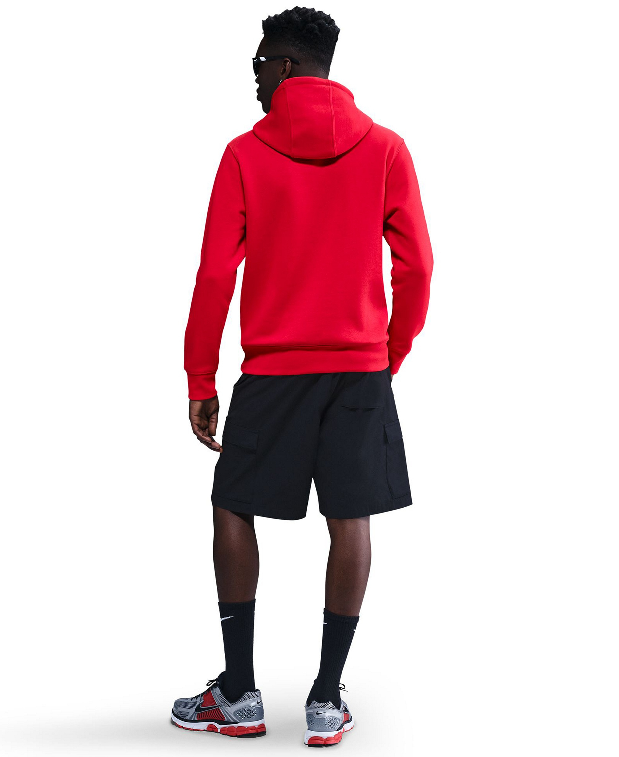 Nike Men's Club Pullover Fleece Hoodie Logo - University Red/White