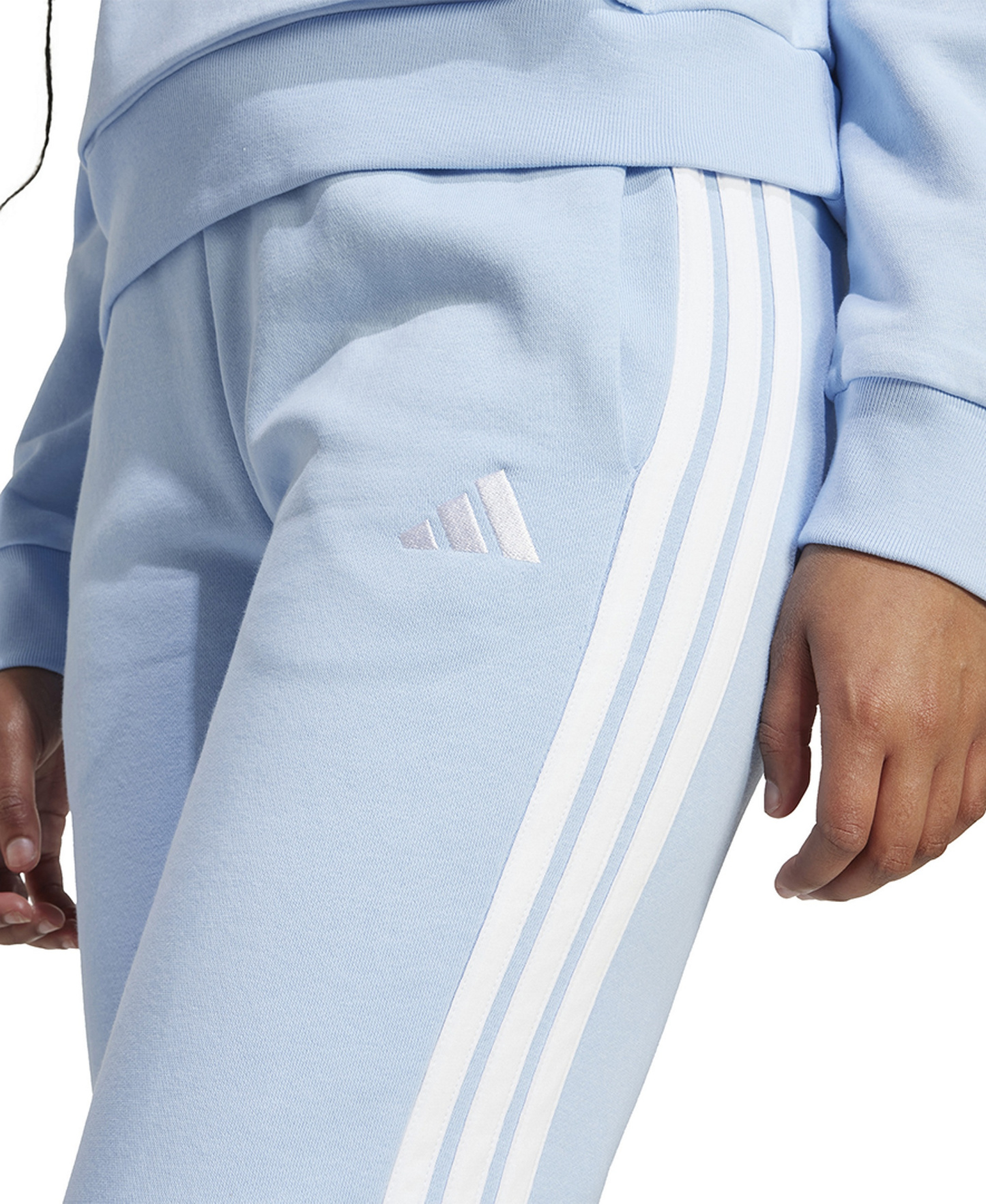 adidas Women's Essentials Three Stripes Fleece Slim Pants - Glow Blue/white
