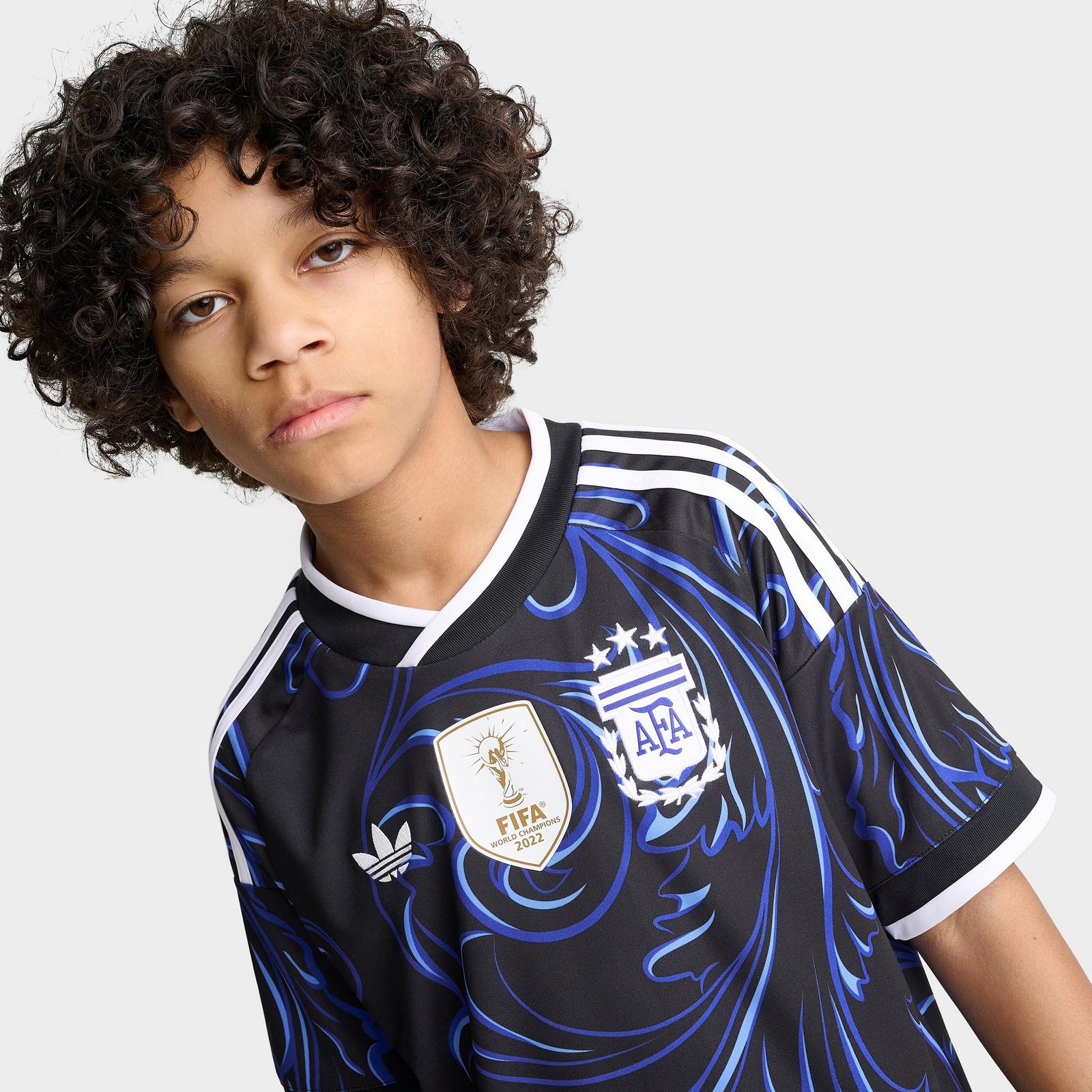Big Kids' adidas Argentina 26 Away Soccer Jersey - Black/Lucid Blue/Blue Burst - view 5