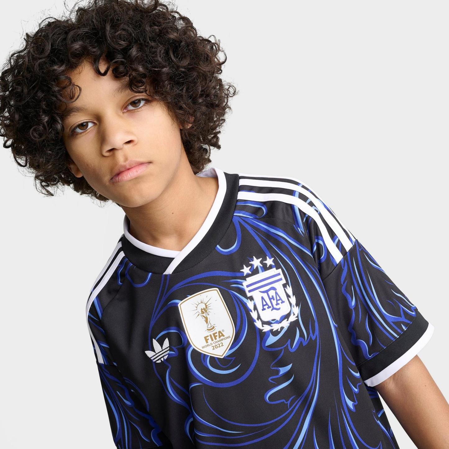 Big Kids' adidas Argentina 26 Away Soccer Jersey - Black/Lucid Blue/Blue Burst - view 5